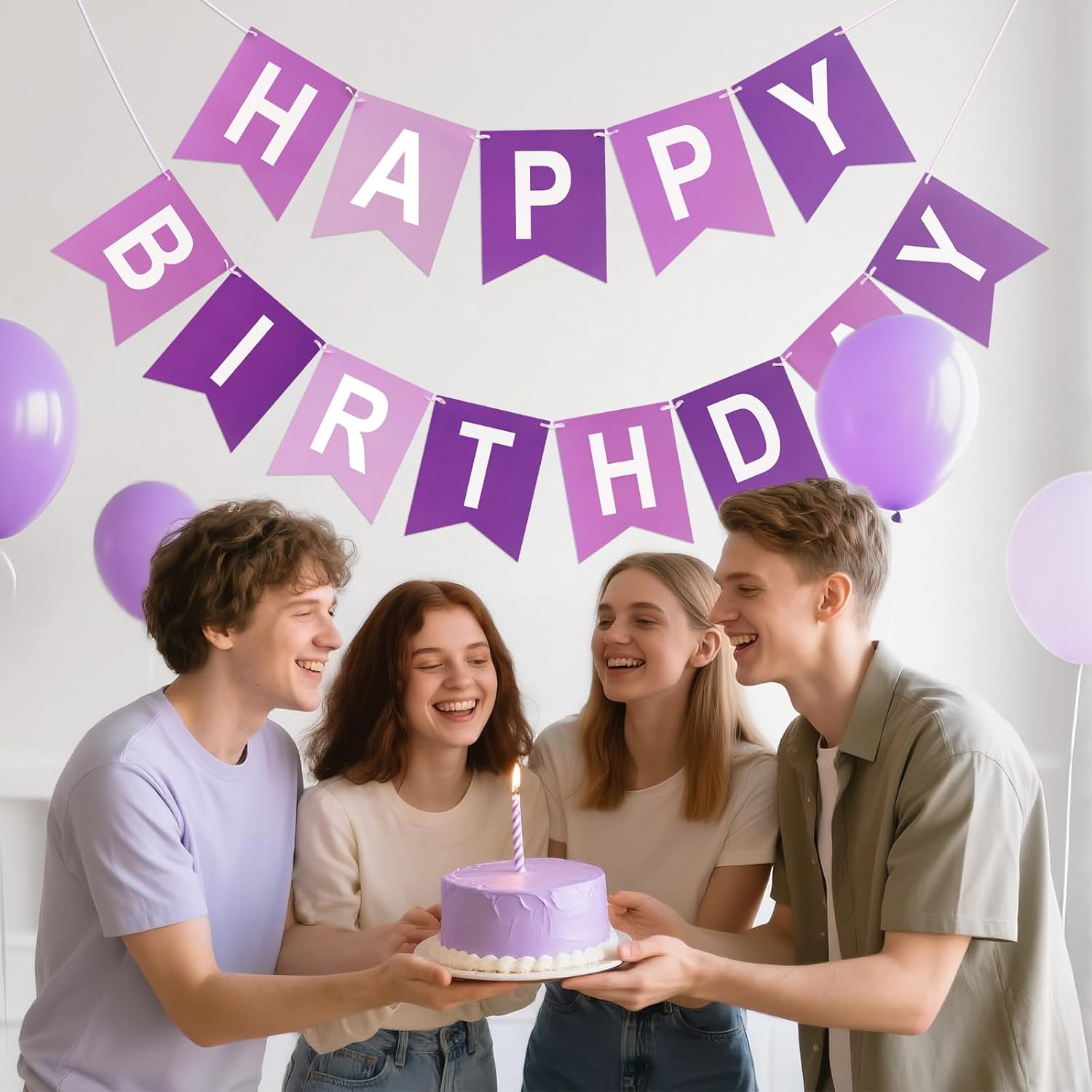 Purple Happy Birthday Banner Decorations