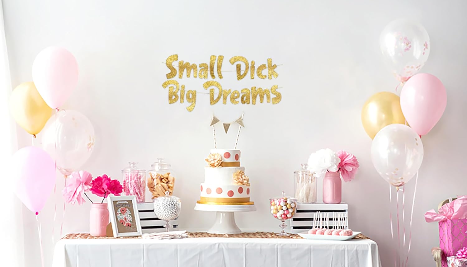 Funny Bachelor and Bachelorette Party Gold Glitter Banner