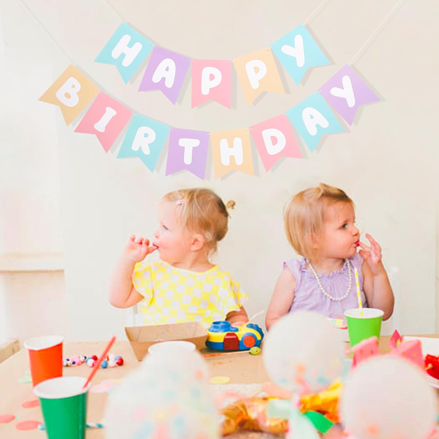 Pastel Rainbow Happy Birthday Banner - 78 x 57