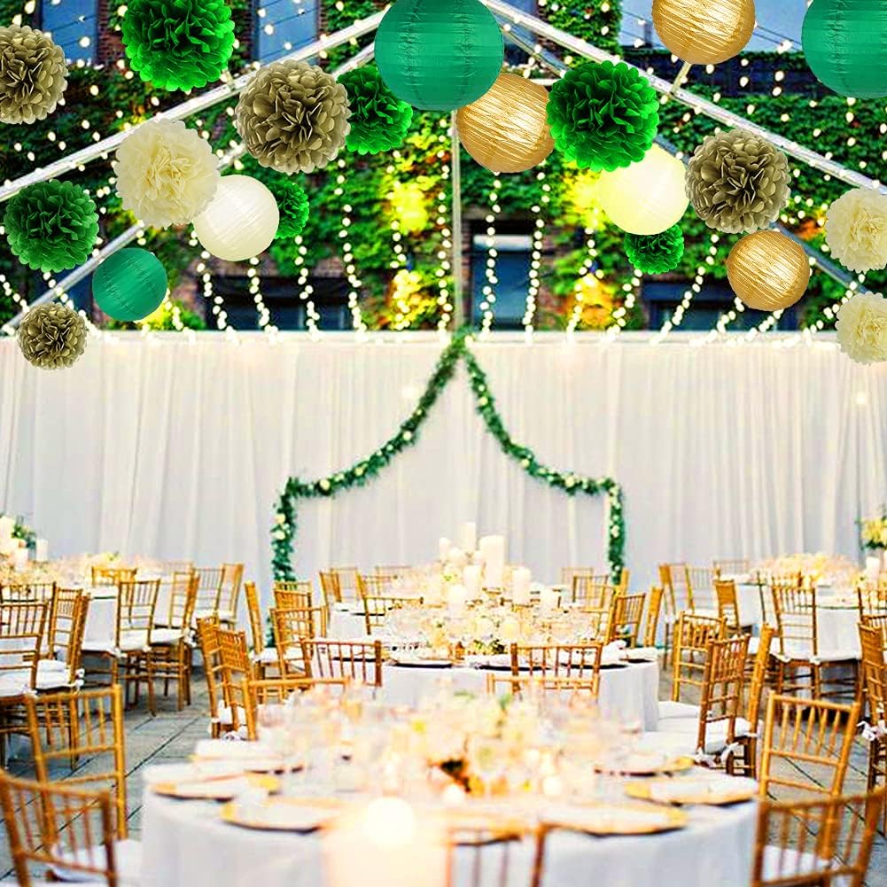 Green Gold Party Decorations 15PCS Set