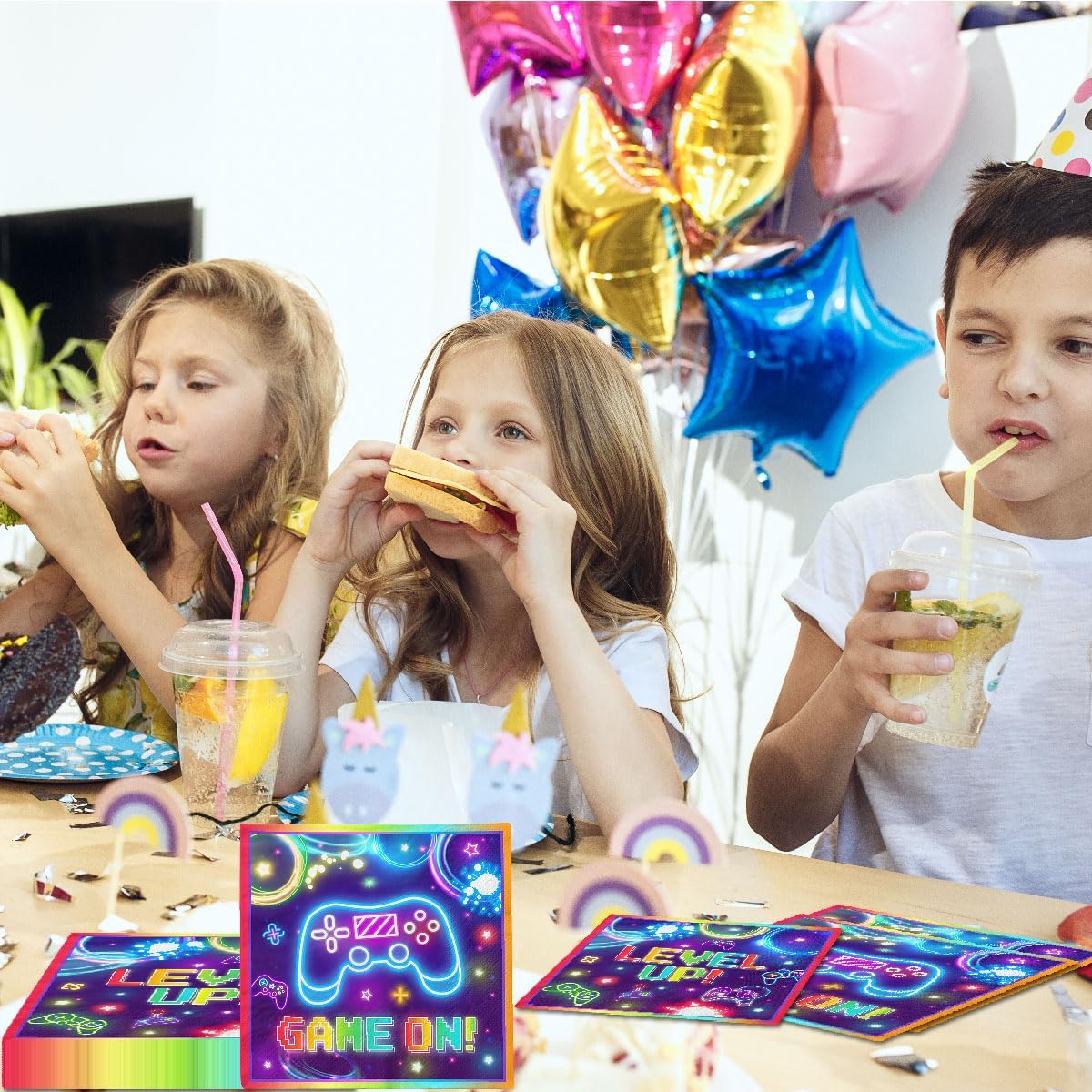 Gaming Party Napkins 40pcs Neon Game On Decorations