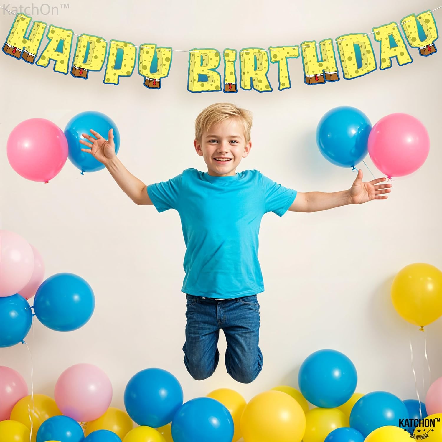 KatchOn 10 Foot Yellow Happy Birthday Banner