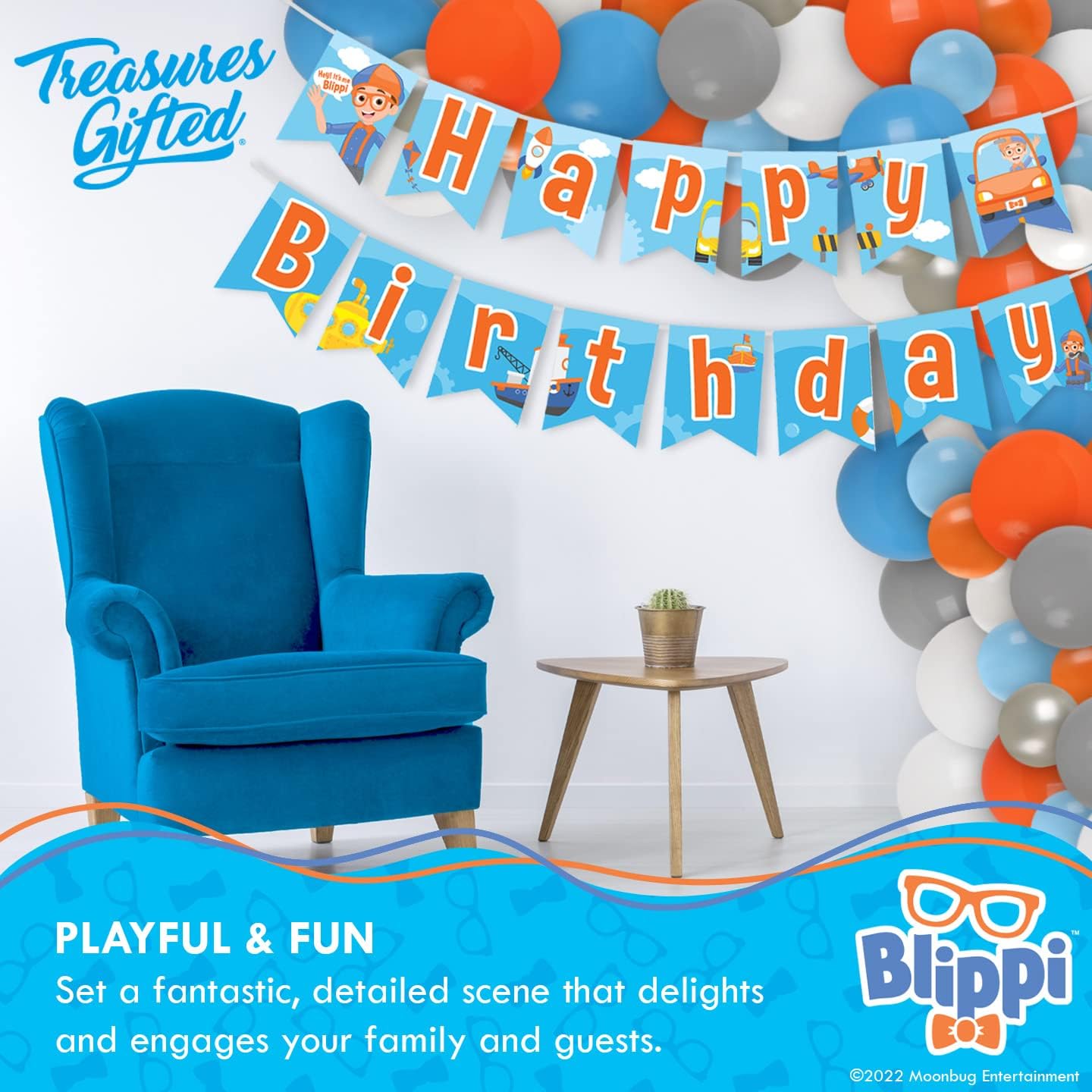 Treasures Gifted Blippi Birthday Banner Decor
