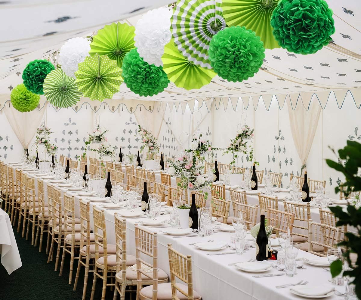 Green Hanging Paper Party Decorations Set