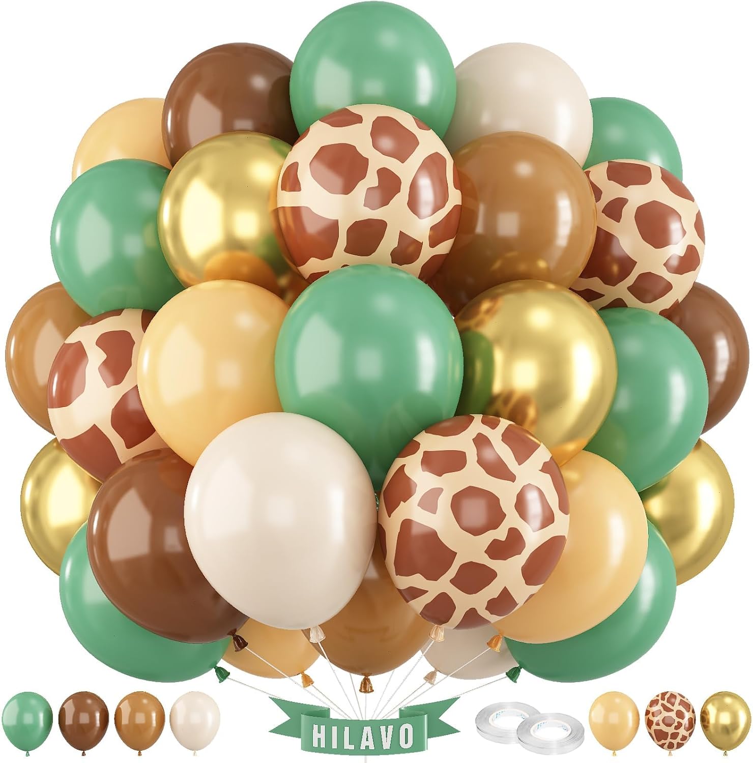 Green Brown Balloons 60 Pcs for Birthday Party Decorations