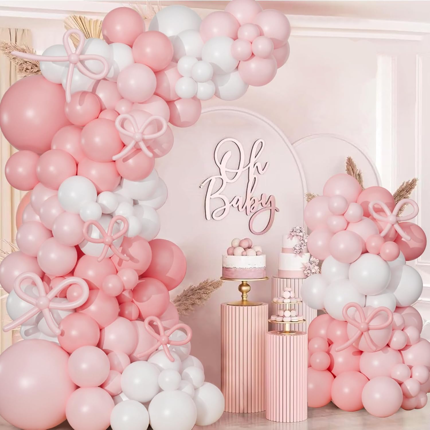 Pink Bow Balloon Arch Kit 130 PCS Coquette Decorations