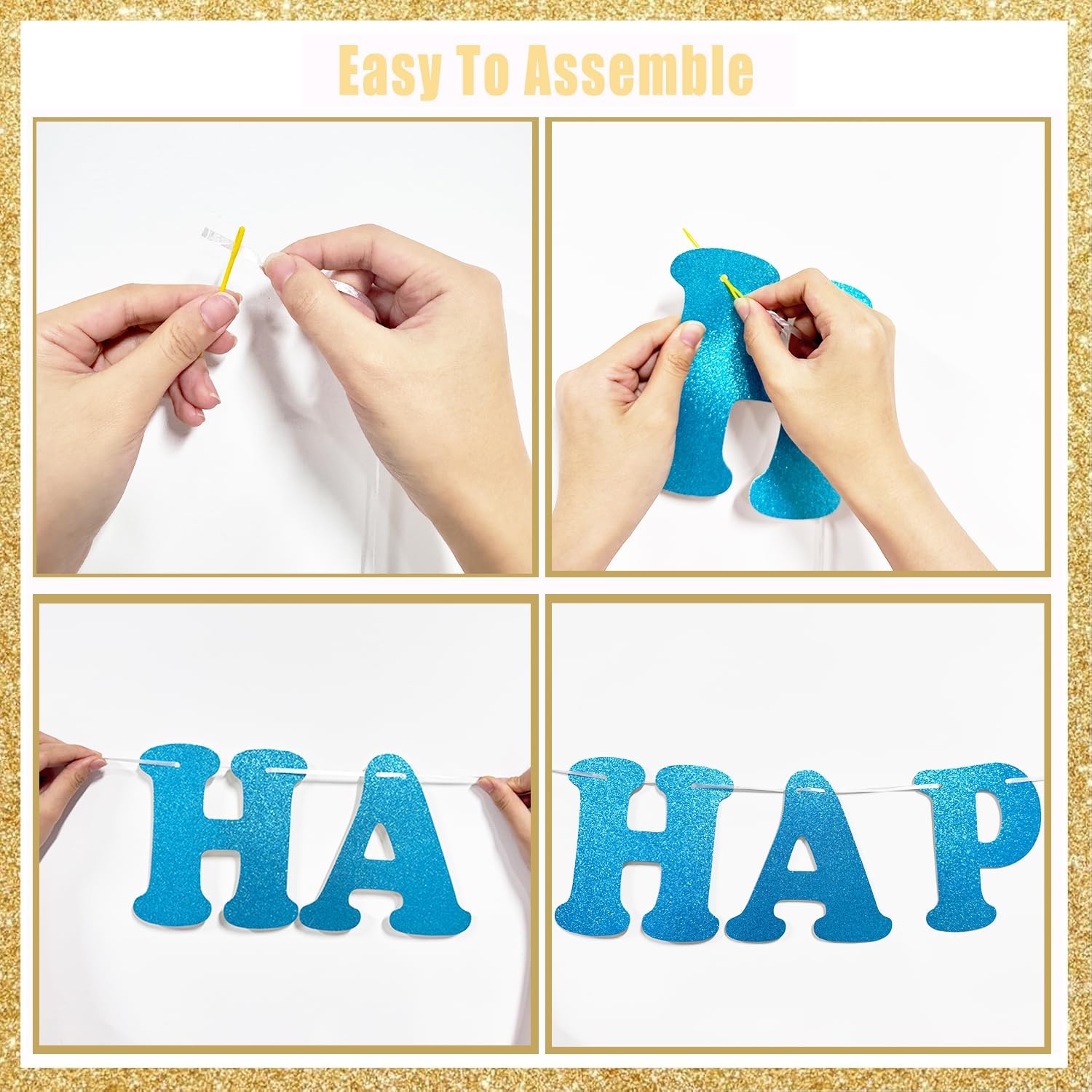Glitter Happy Birthday Hello Summer Decor Banner Set