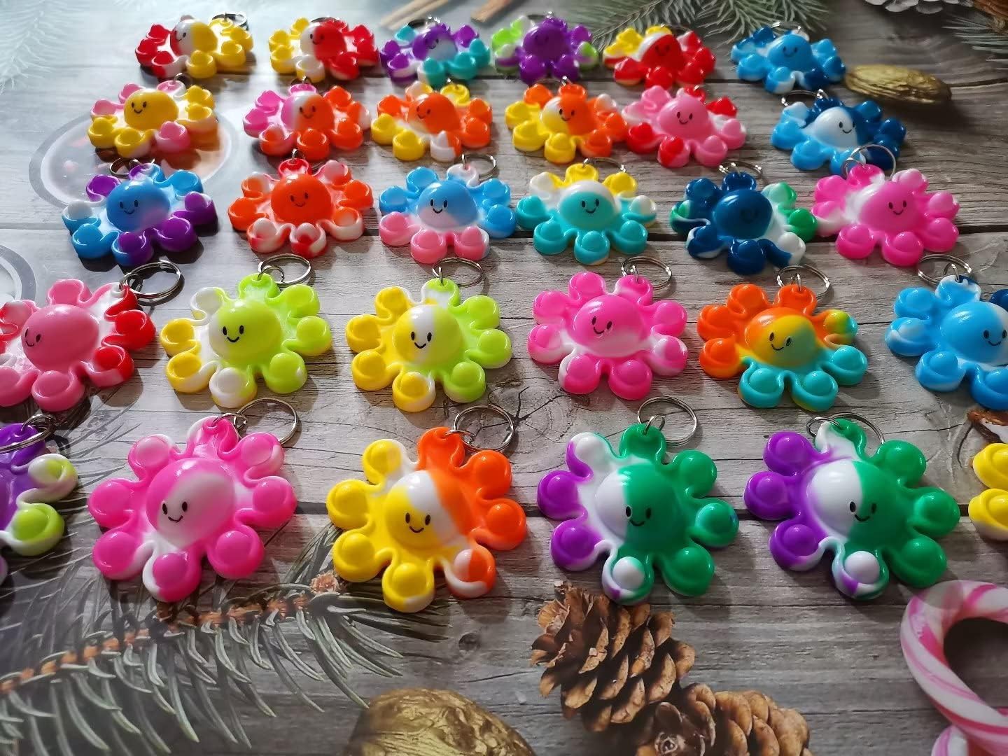 30 Pack Octopus Fidget Keychain for Students and Party Favors