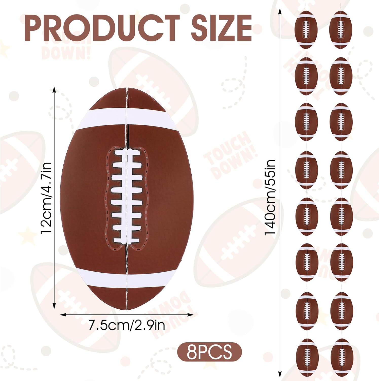 Football Party Decorations Set 8Pcs Hanging Banners Paper Footballs