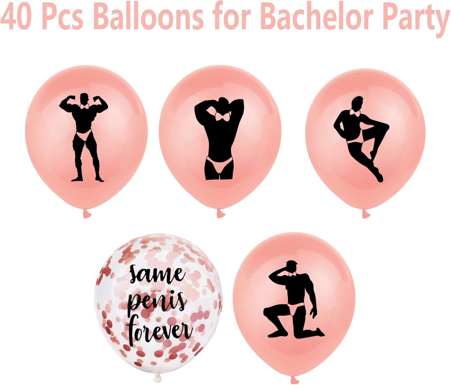 40Pcs Rose Gold Bachelorette Balloons Set