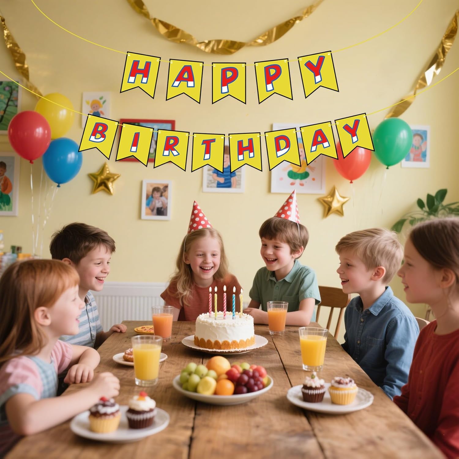 Anime Birthday Banner with Happy and Birthday Text