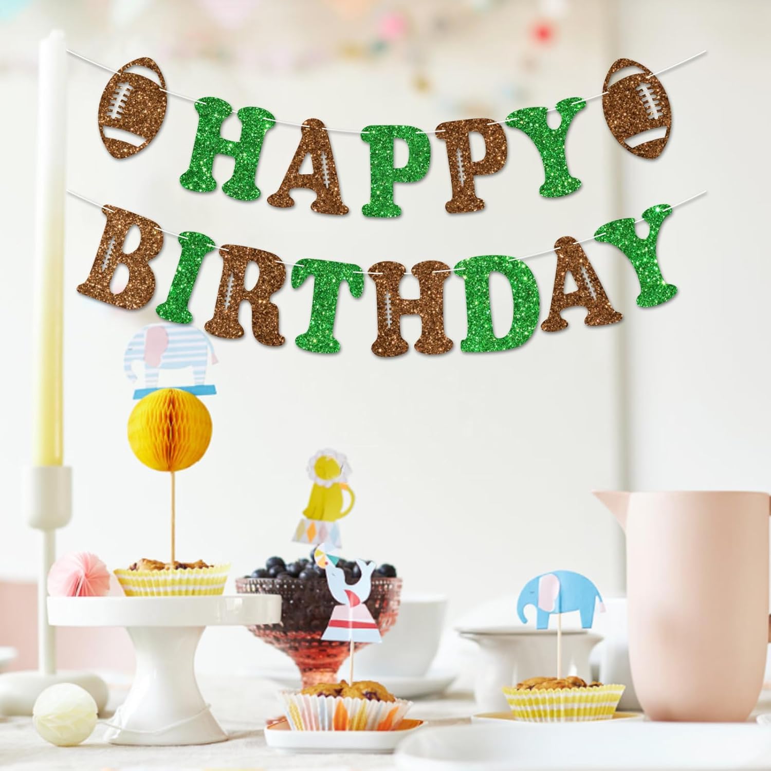 Football Happy Birthday Banner Prestrung Decor