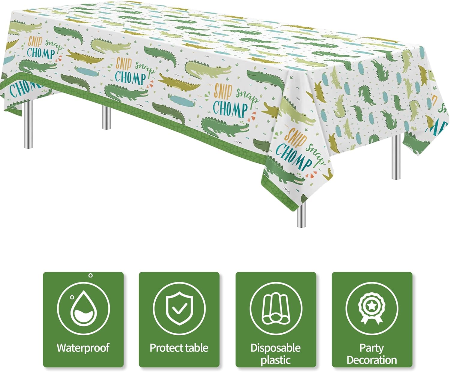 Alligator Birthday Party Tablecloth Set 3pcs