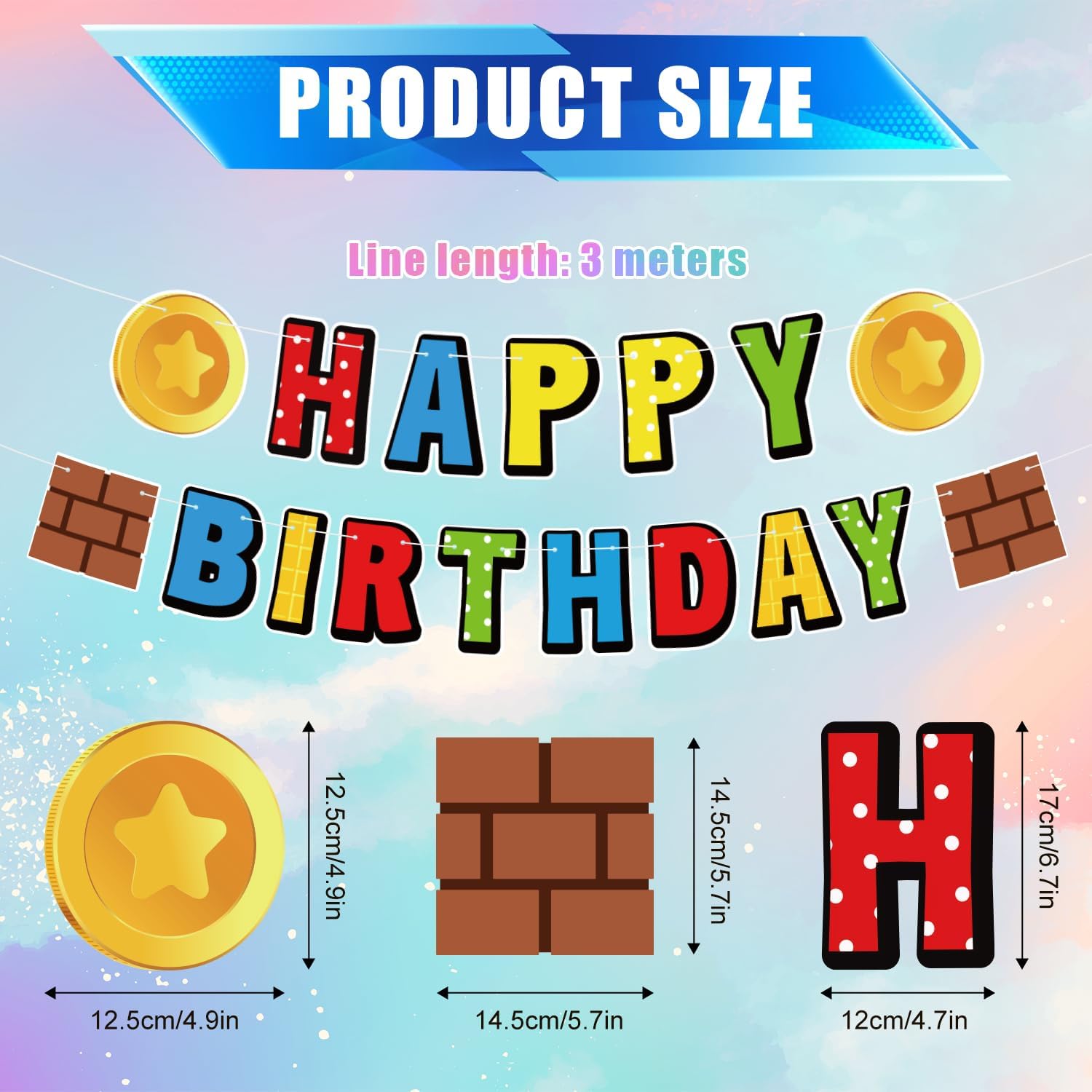 Happy Birthday Colorful Banner with Cartoon Design