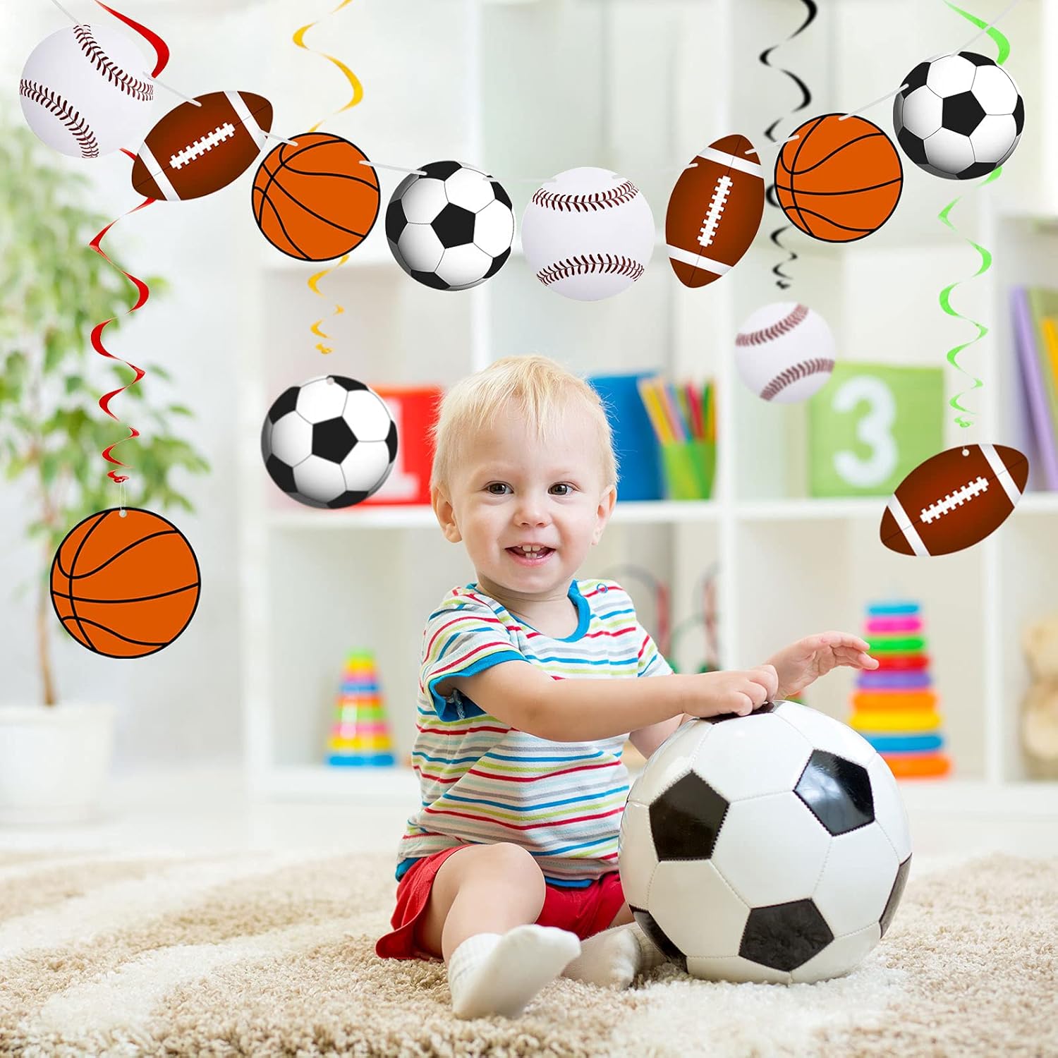 18 Pieces Sports Themed Party Decorations
