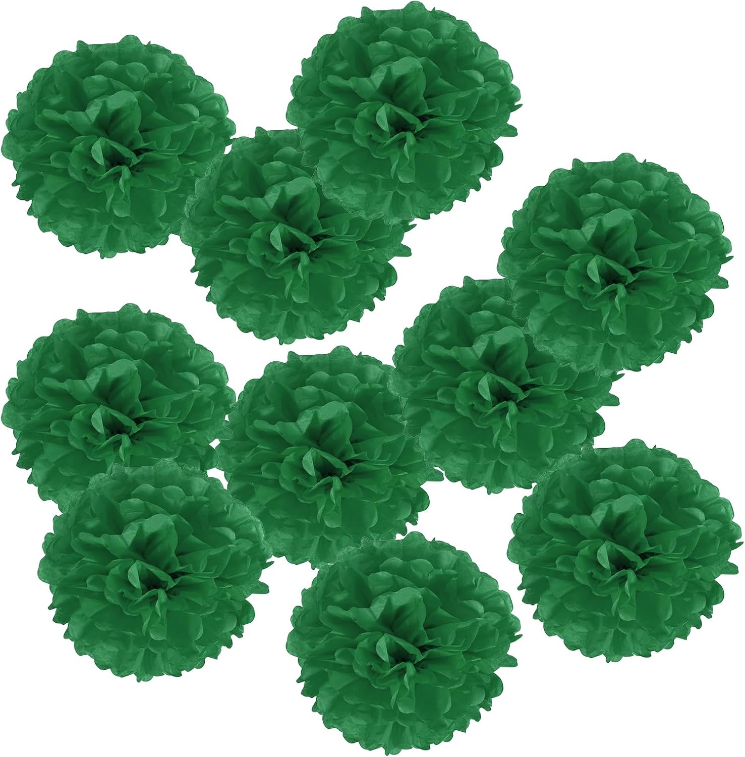 PATIKIL 8 Inch Tissue Pom Poms Flowers 10 Pack Dark Green