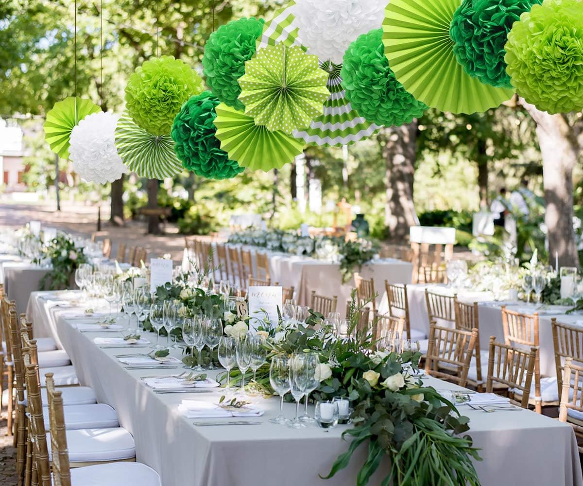 Green Hanging Paper Party Decorations Set