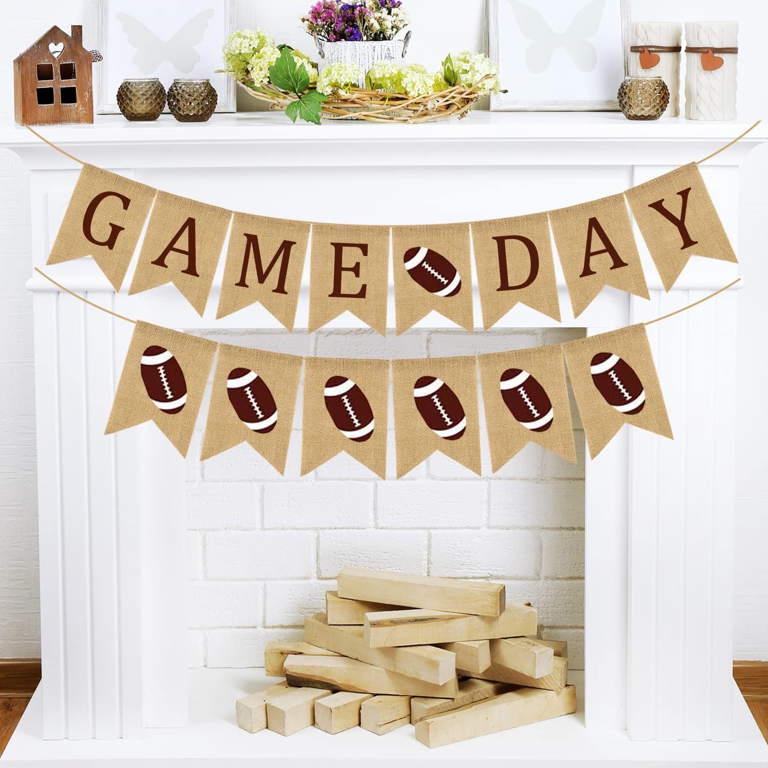 Doumeny Football Game Day Burlap Bunting Banner Set