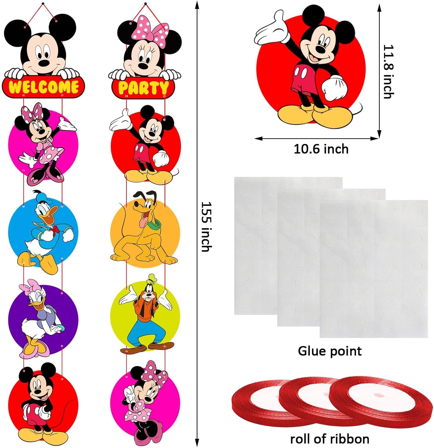 Mickey Mouse Birthday Banner Door Sign Set