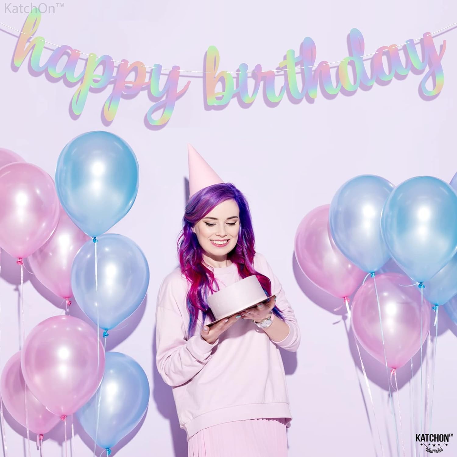 KatchOn Iridescent Happy Birthday Banner 10 Feet