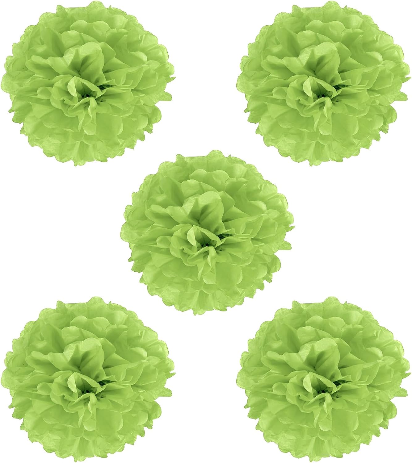 PATIKIL 8 Inch Lime Green Tissue Pom Poms Flowers 5 Pack