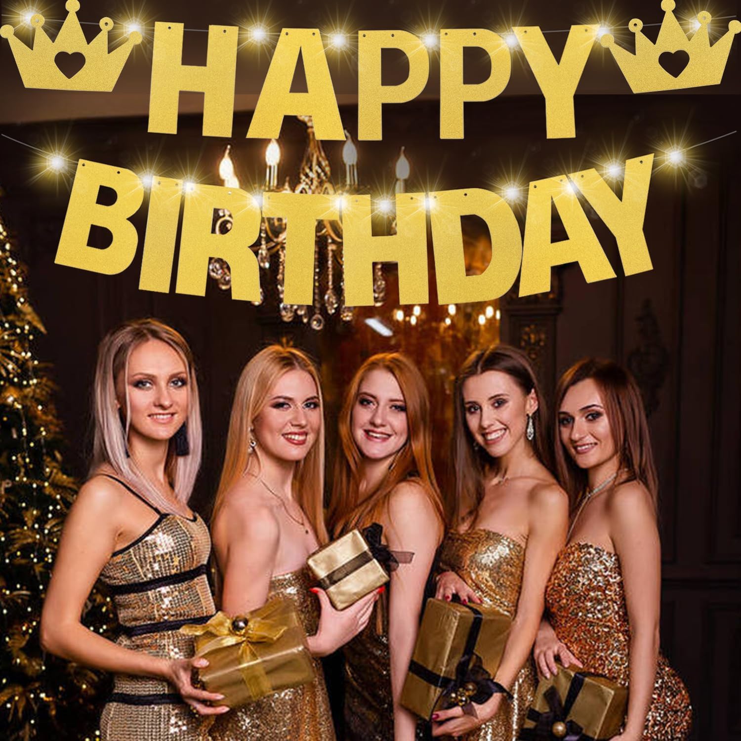 Glitter Gold Birthday Banner Kit DIY Decor 167 Pieces