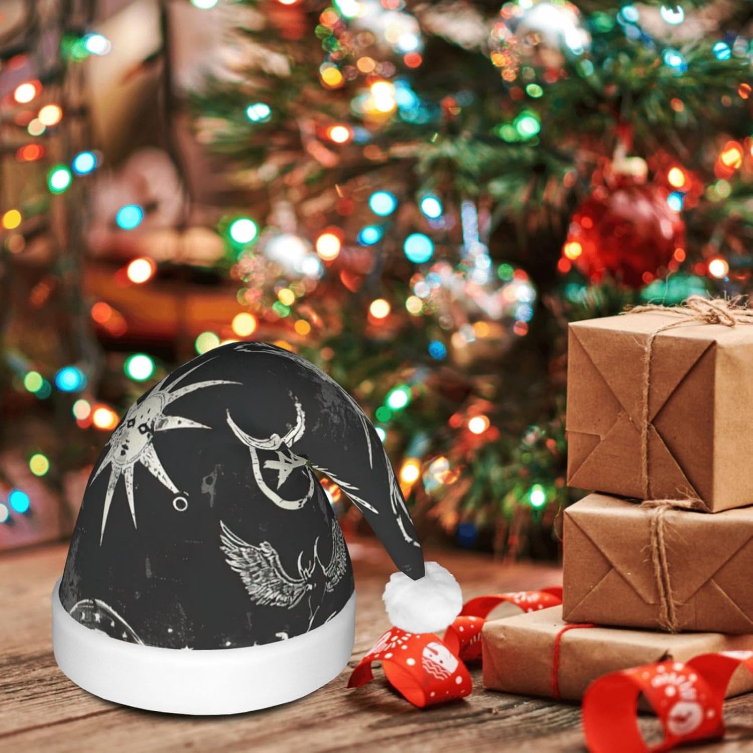 Qin Zheng Supernatural Symbols LED Santa Hat for Adults