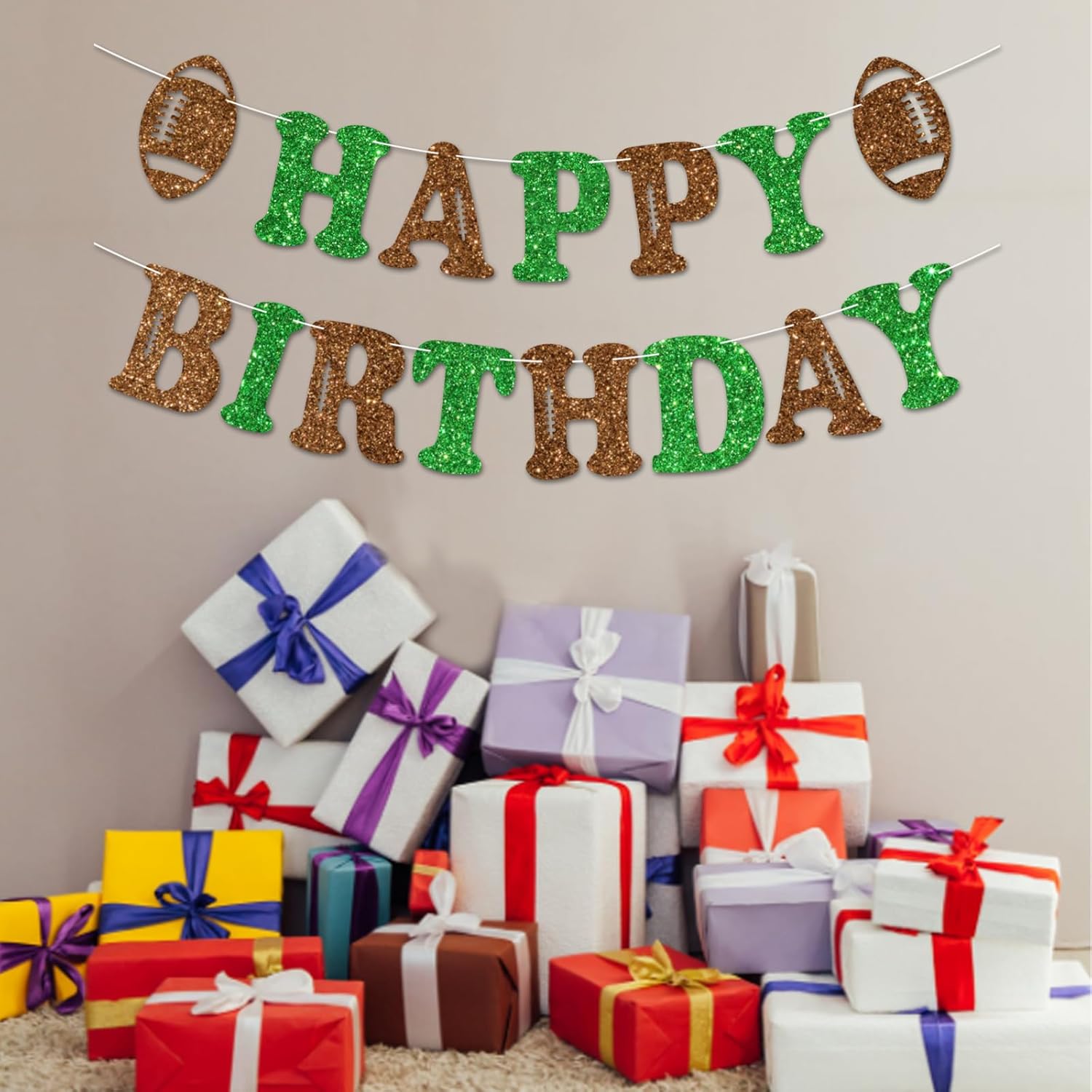 Football Happy Birthday Banner Prestrung Decor