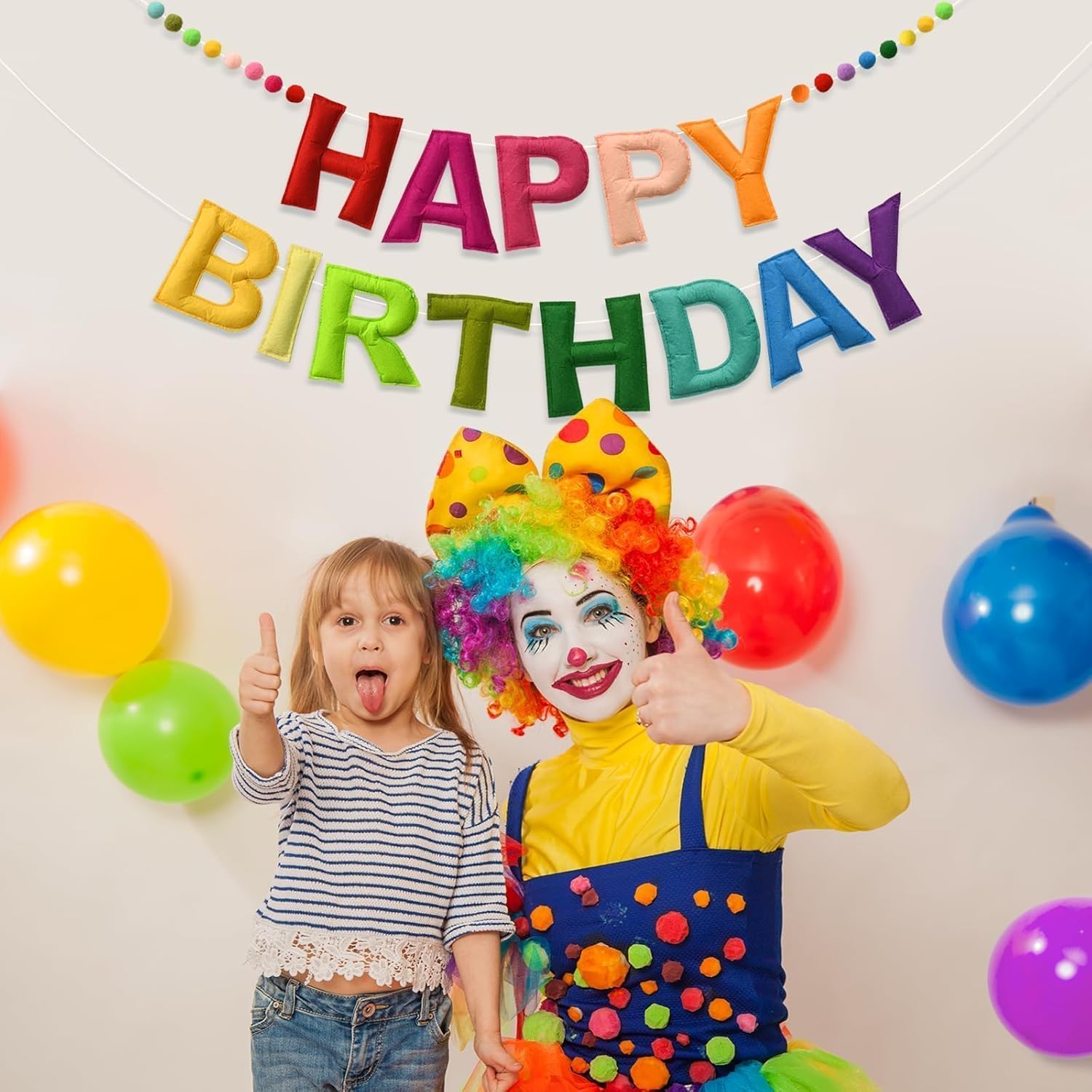 LOLStar Happy Birthday Felt Ball Garland