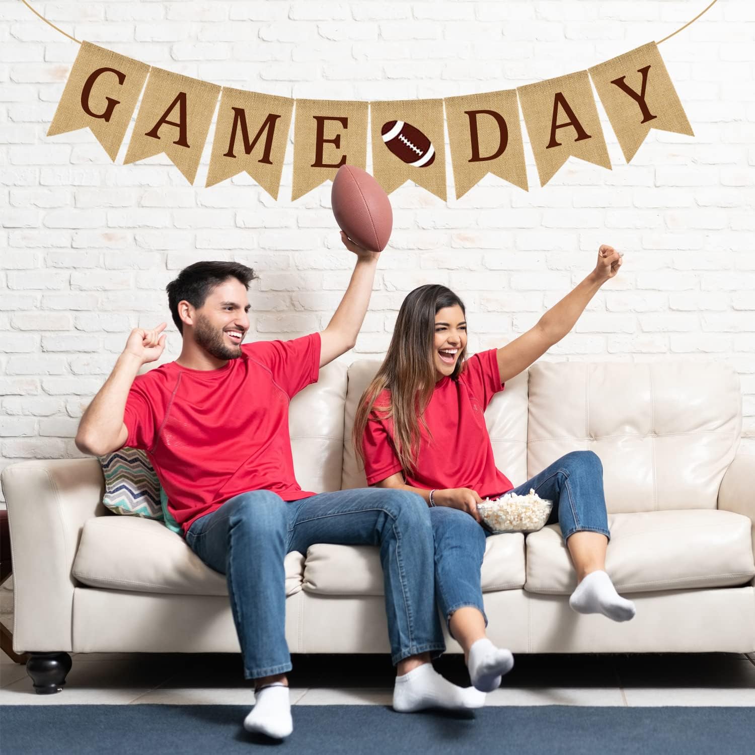Doumeny Football Game Day Burlap Bunting Banner Set