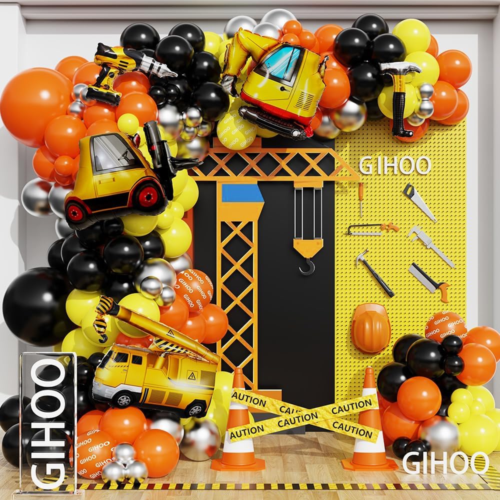 Construction Birthday Balloon Arch Kit 147pcs