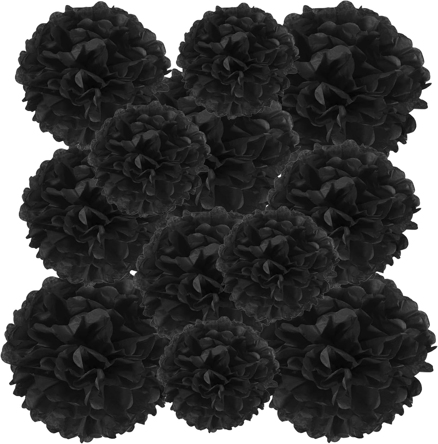 PATIKIL Paper Pom Poms Set 12 Pcs Black Decorations