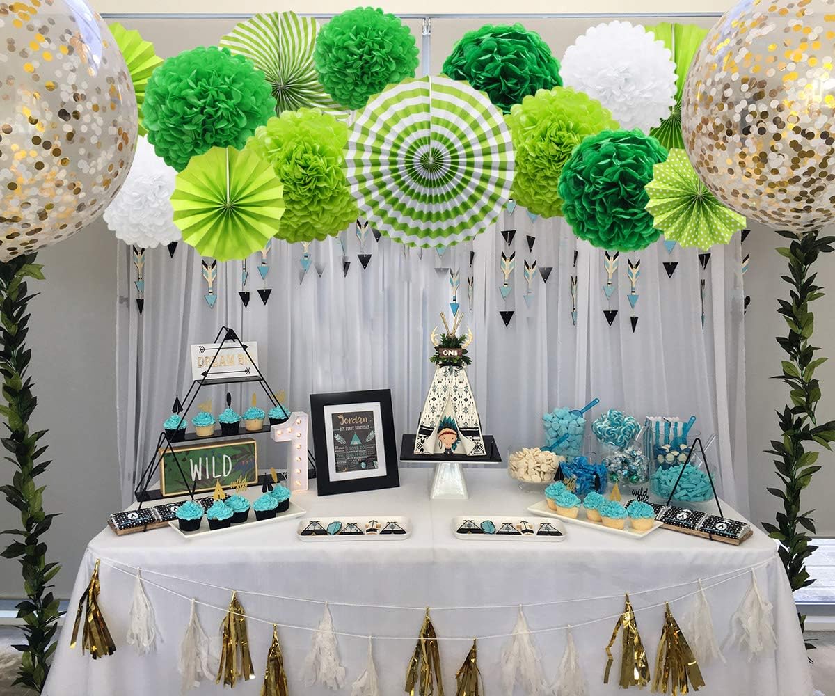Green Hanging Paper Party Decorations Set