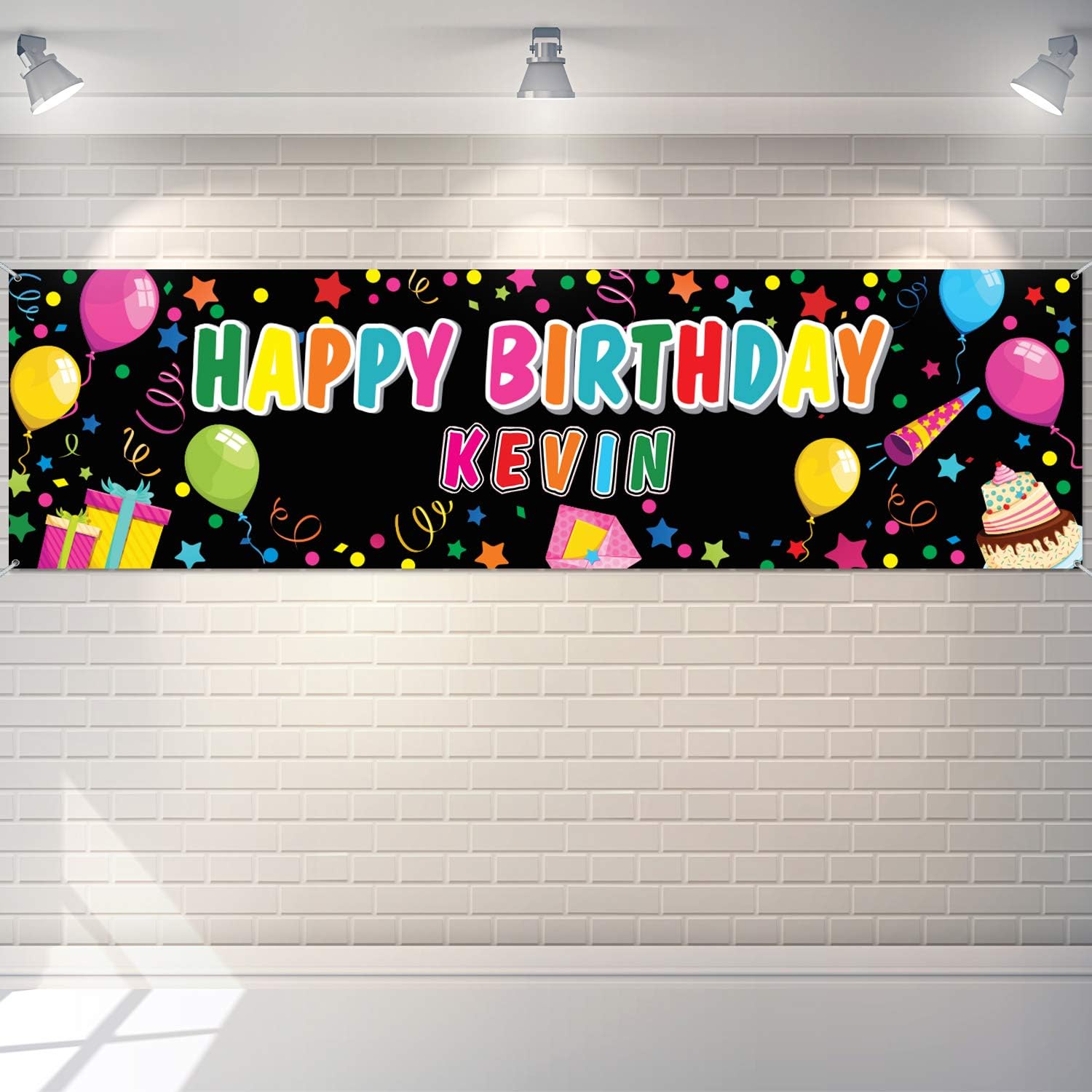 Tatuo Custom Birthday Banner with Name and Alphabet Stickers Black