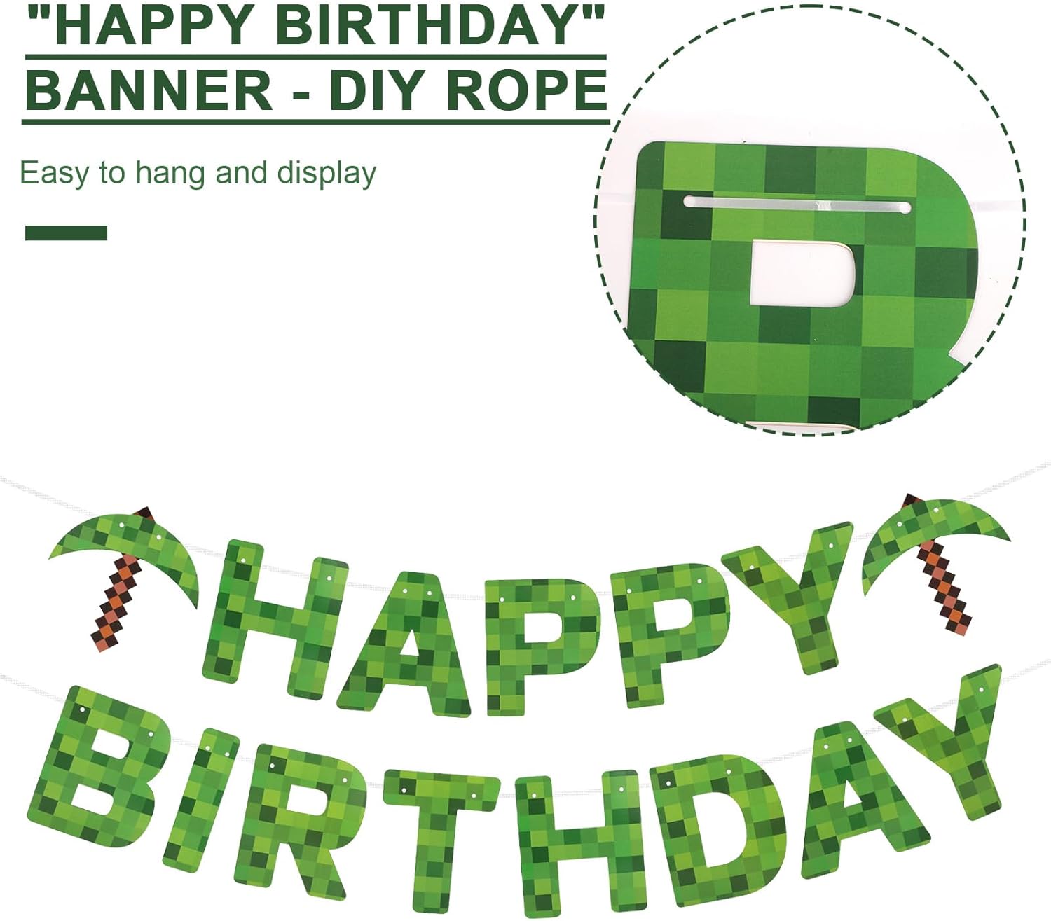 SAVITA Happy Birthday Banner Miner Theme Decor