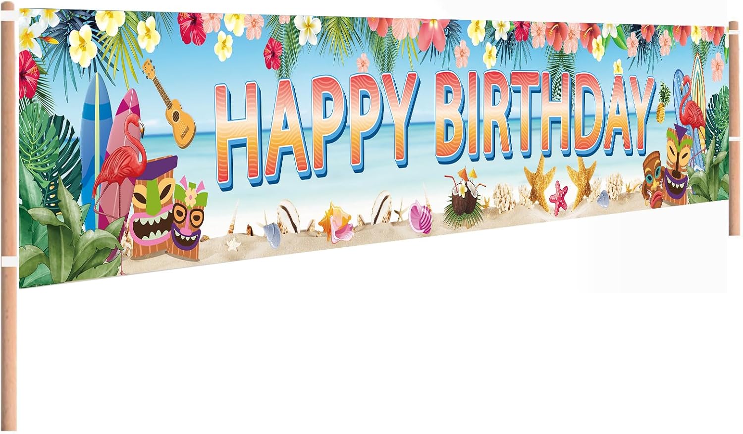 Hawaiian Birthday Party Banner with Luau Decorations