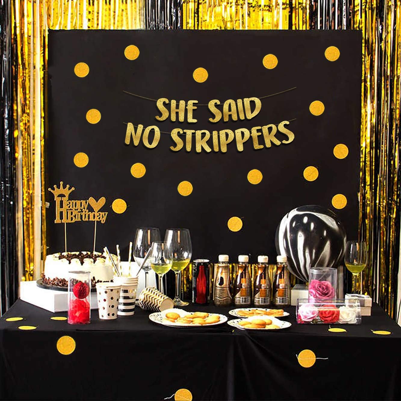 She Said No Strippers Gold Glitter Banner