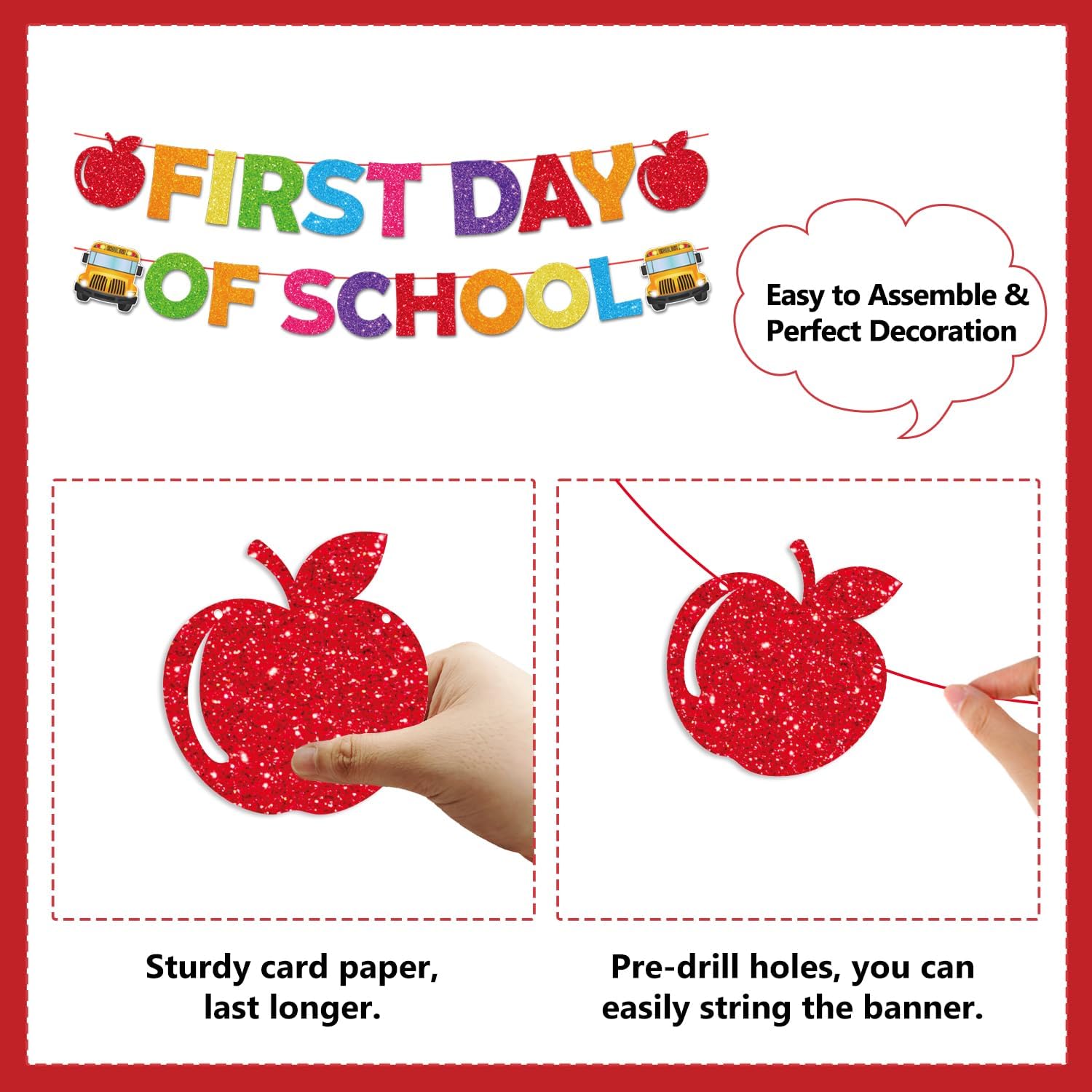 Back to School Decorations Banner Set with Hanging Swirls