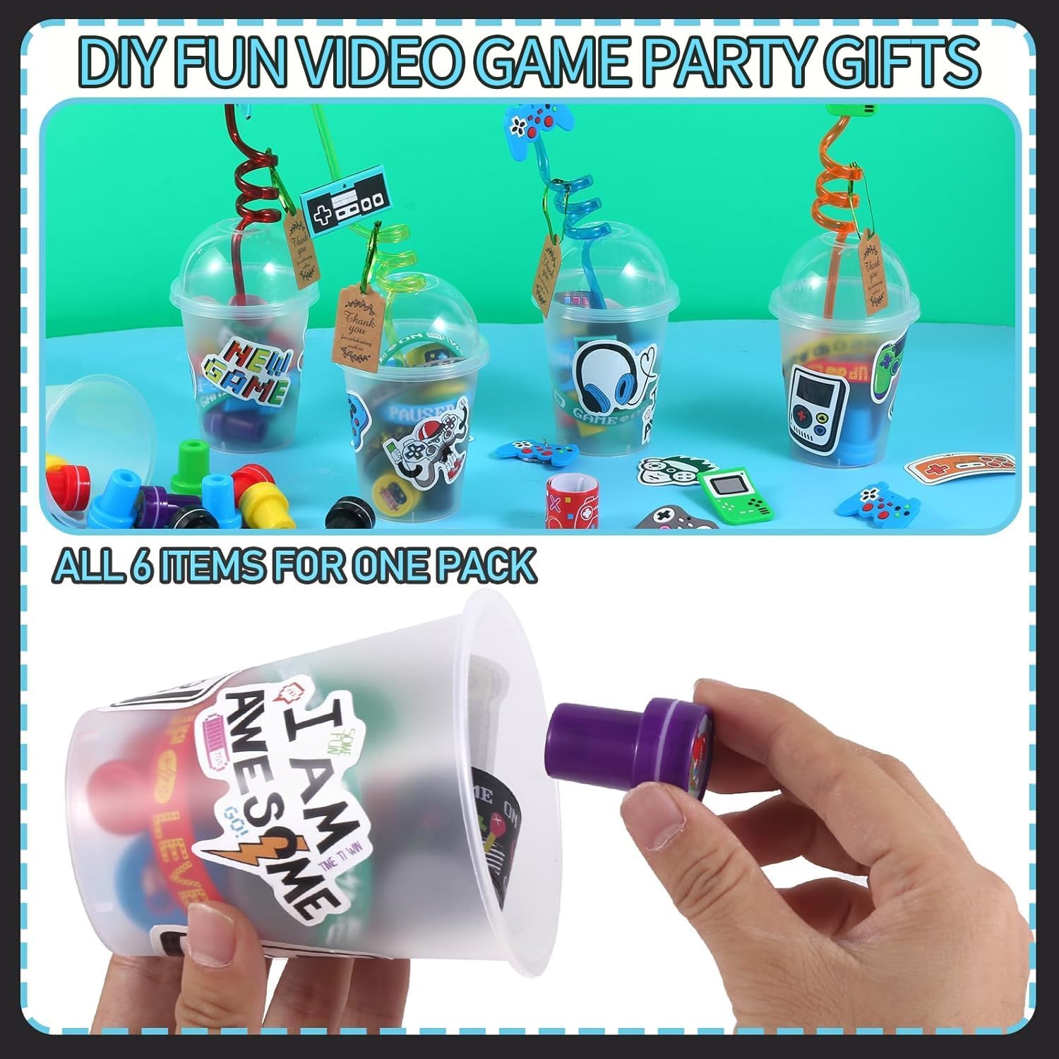 LiYiQ 292 Pcs Video Game Party Favors Set