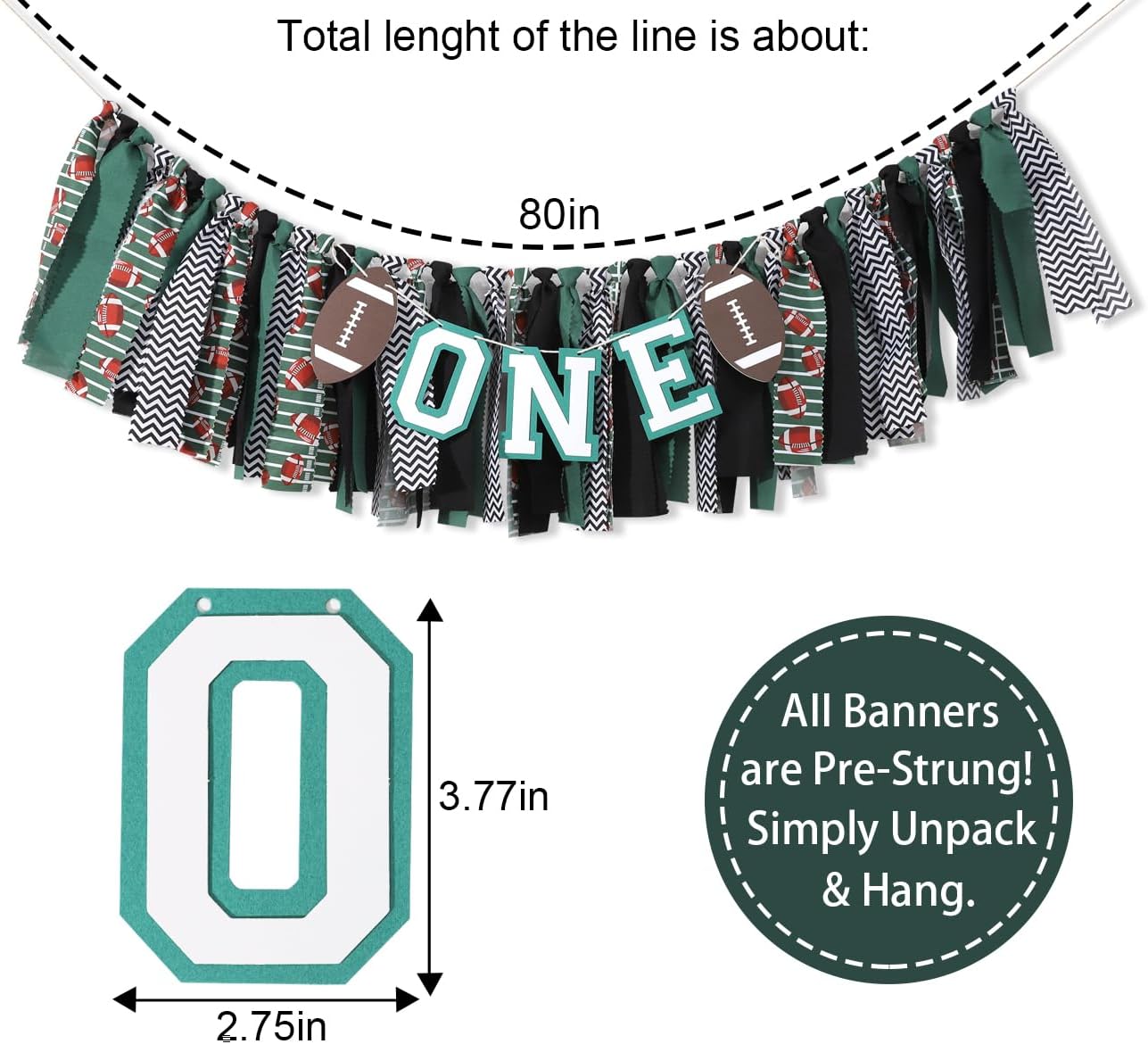 Football 1st Birthday High Chair Banner Decoration Green