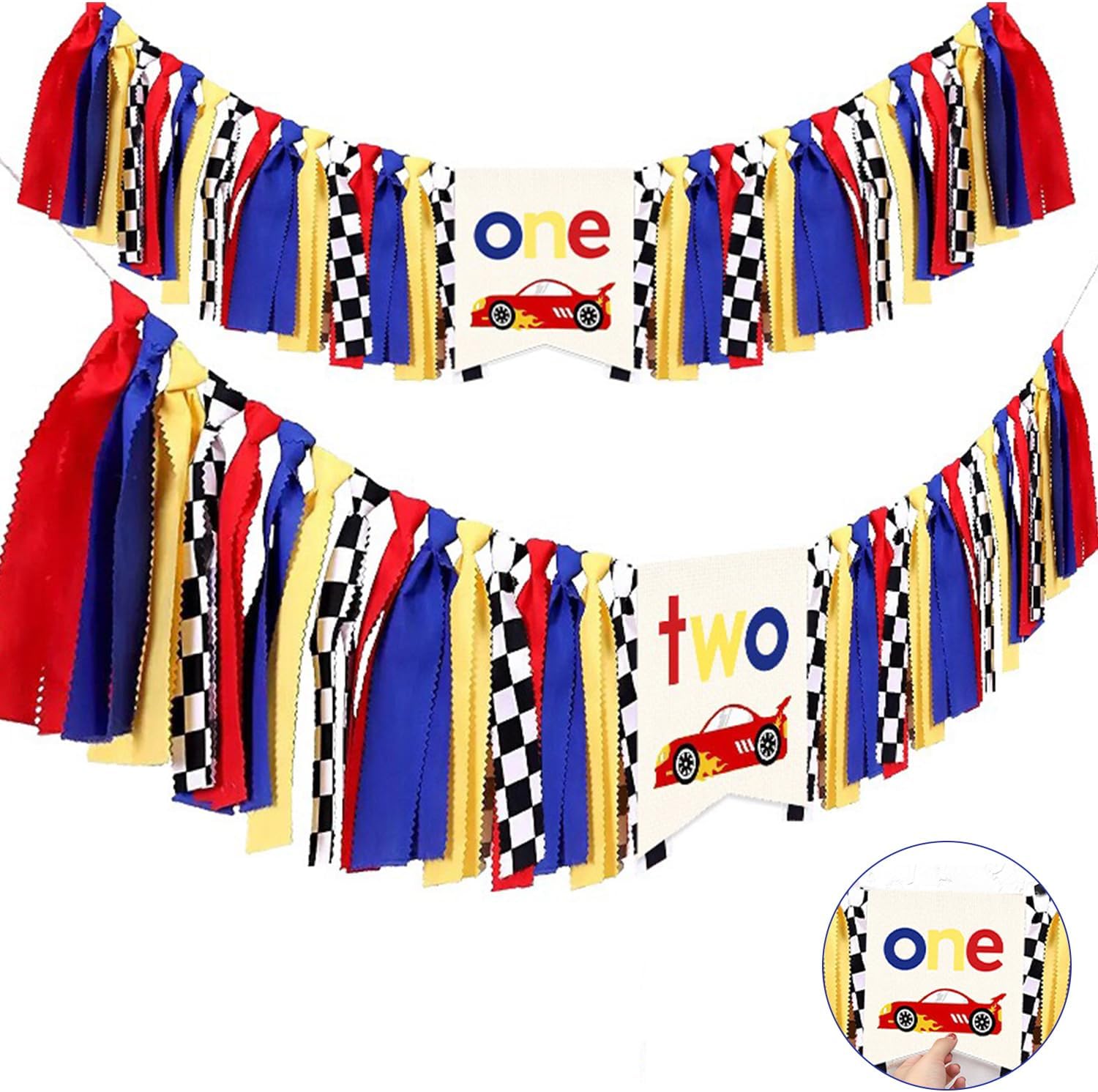 Race Car High Chair Banner Decor 1st Birthday