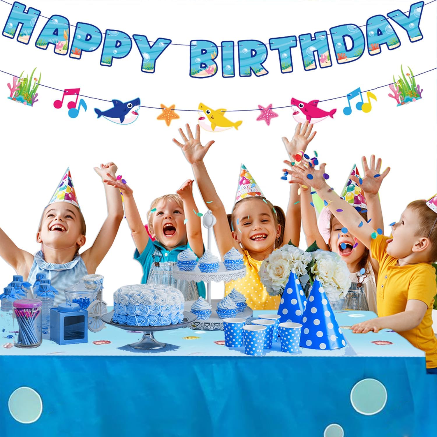 Shark Birthday Banner for Boys - Ocean Theme Decorations