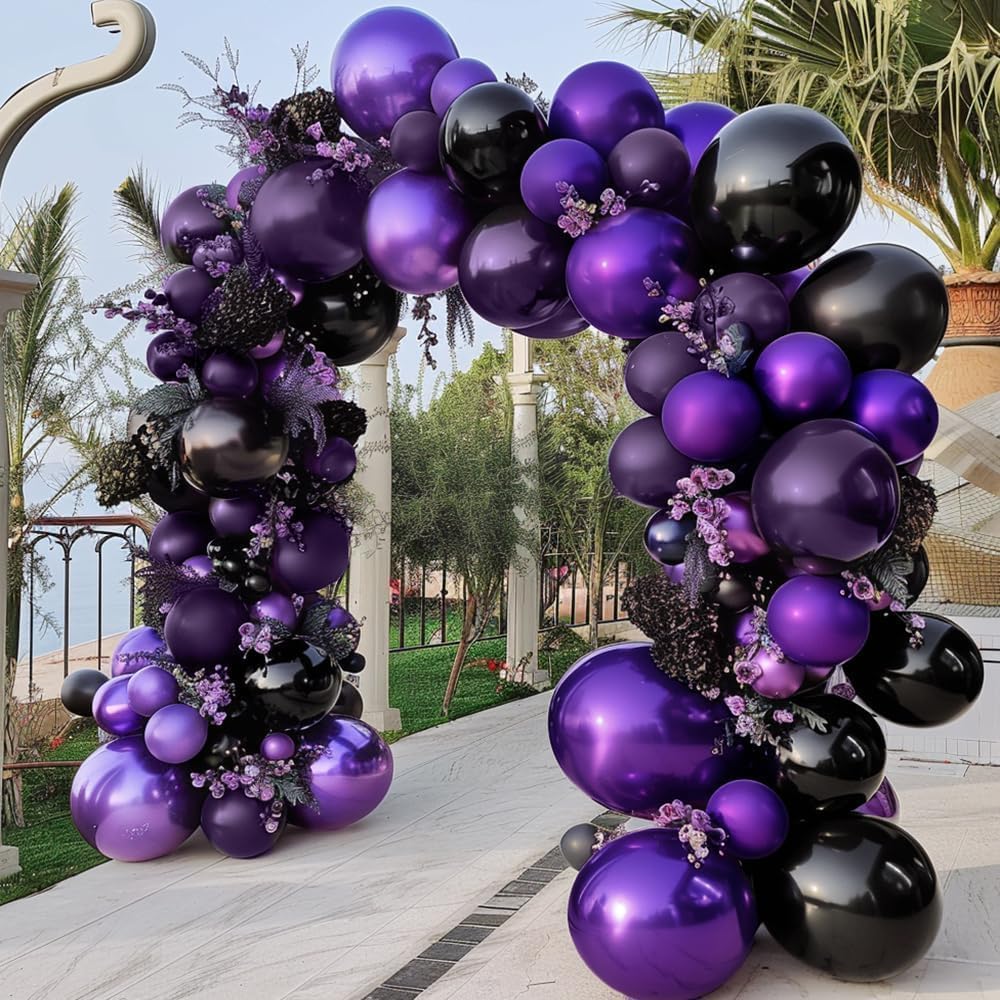 Purple and Black Balloons Garland Arch Halloween Party Decoration Kit