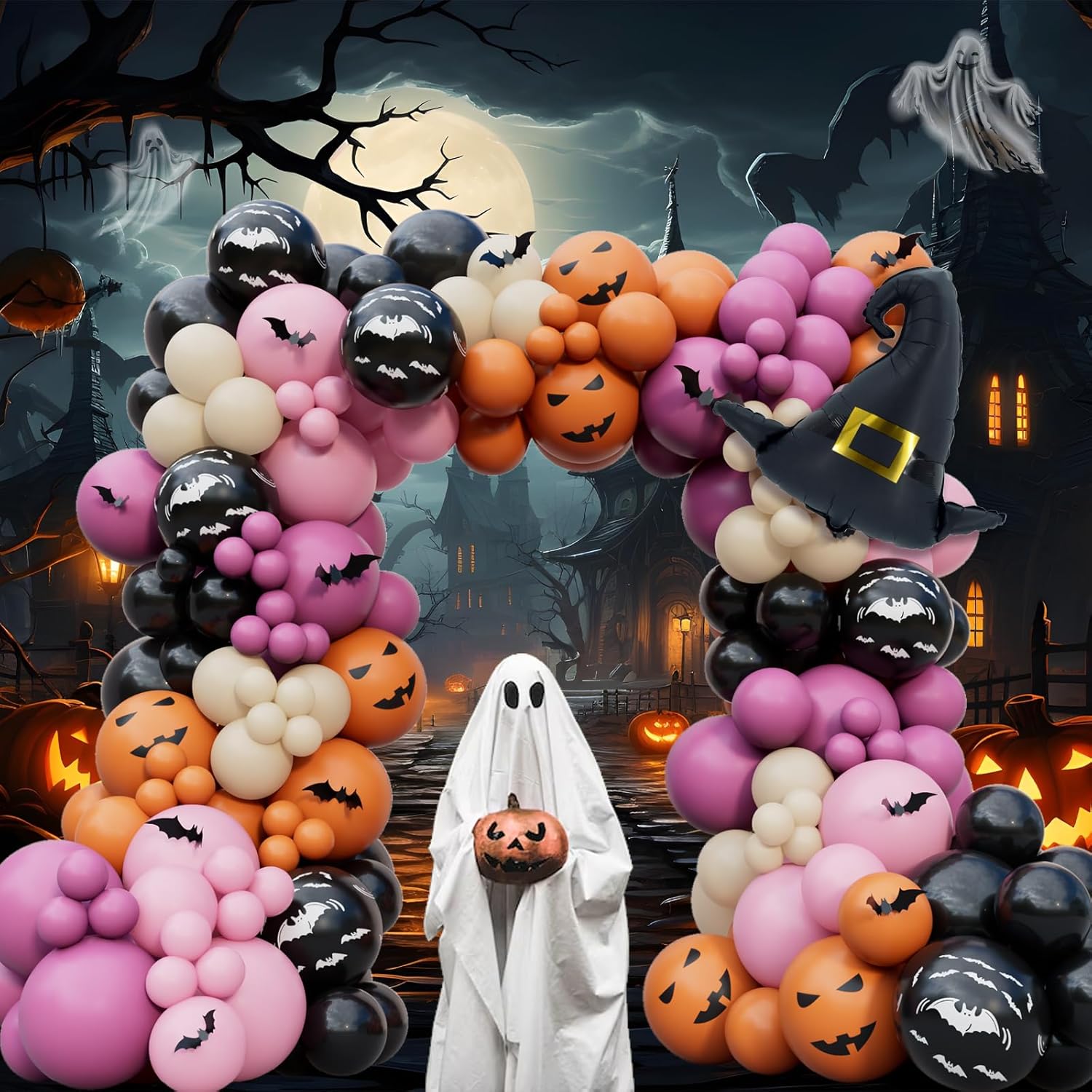 196Pcs Halloween Balloons Garland Arch Kit