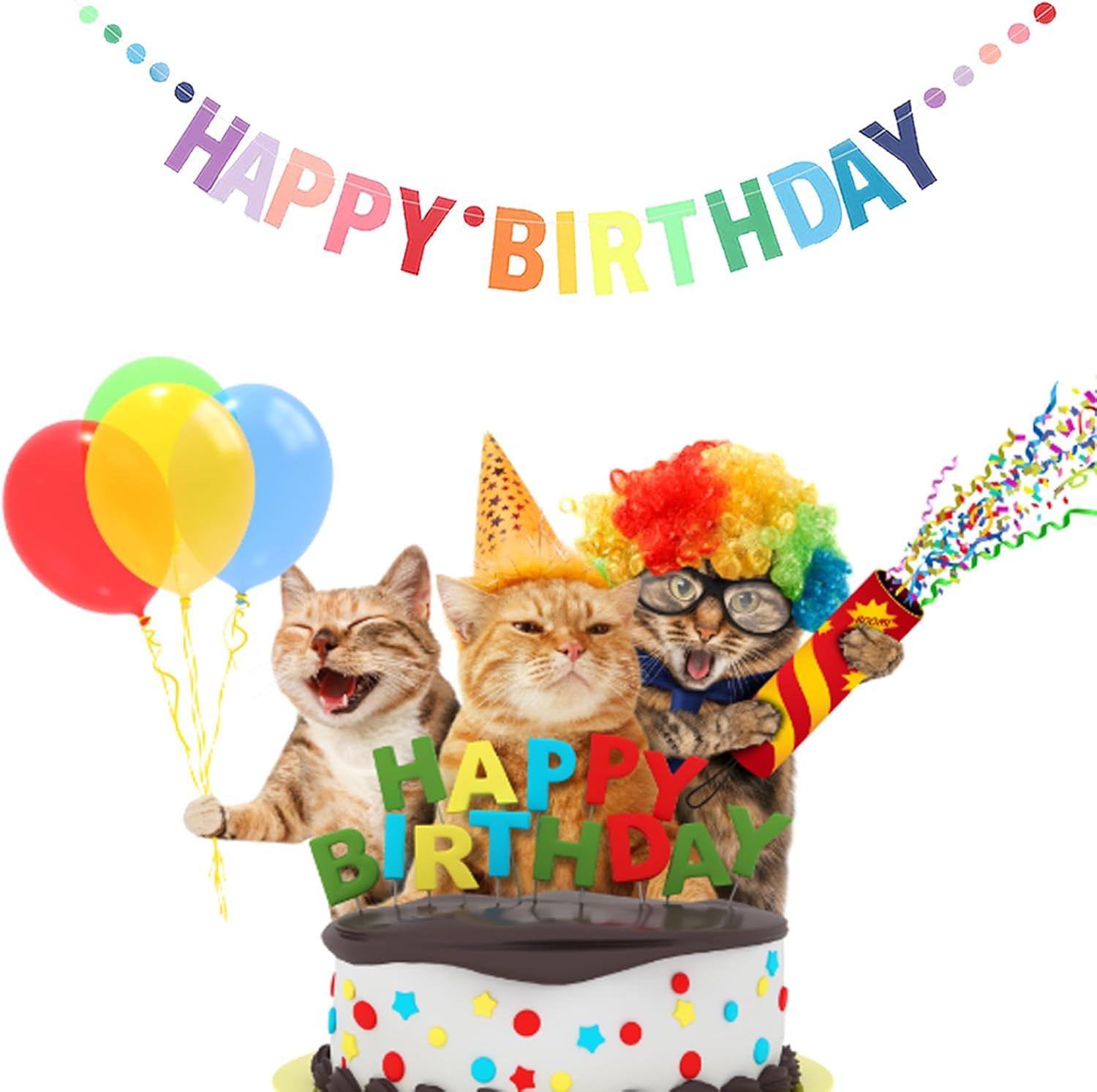 MEETINGU Happy Birthday Banner with Rainbow Design
