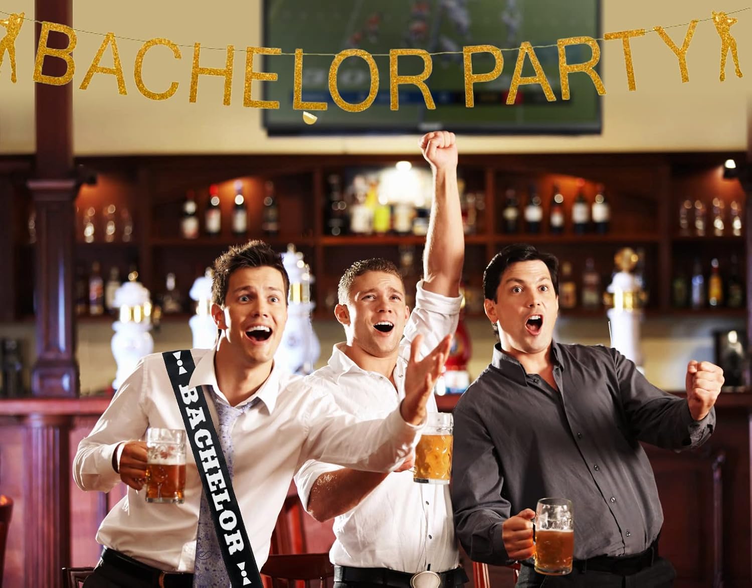 Brosash Bachelor Party Banner - Gold Stripper Sendoff Sign