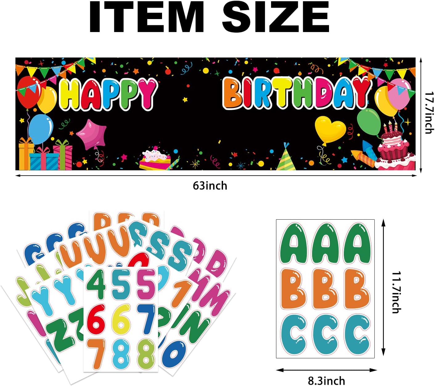 Personalized Birthday Banner with Name and Age Stickers