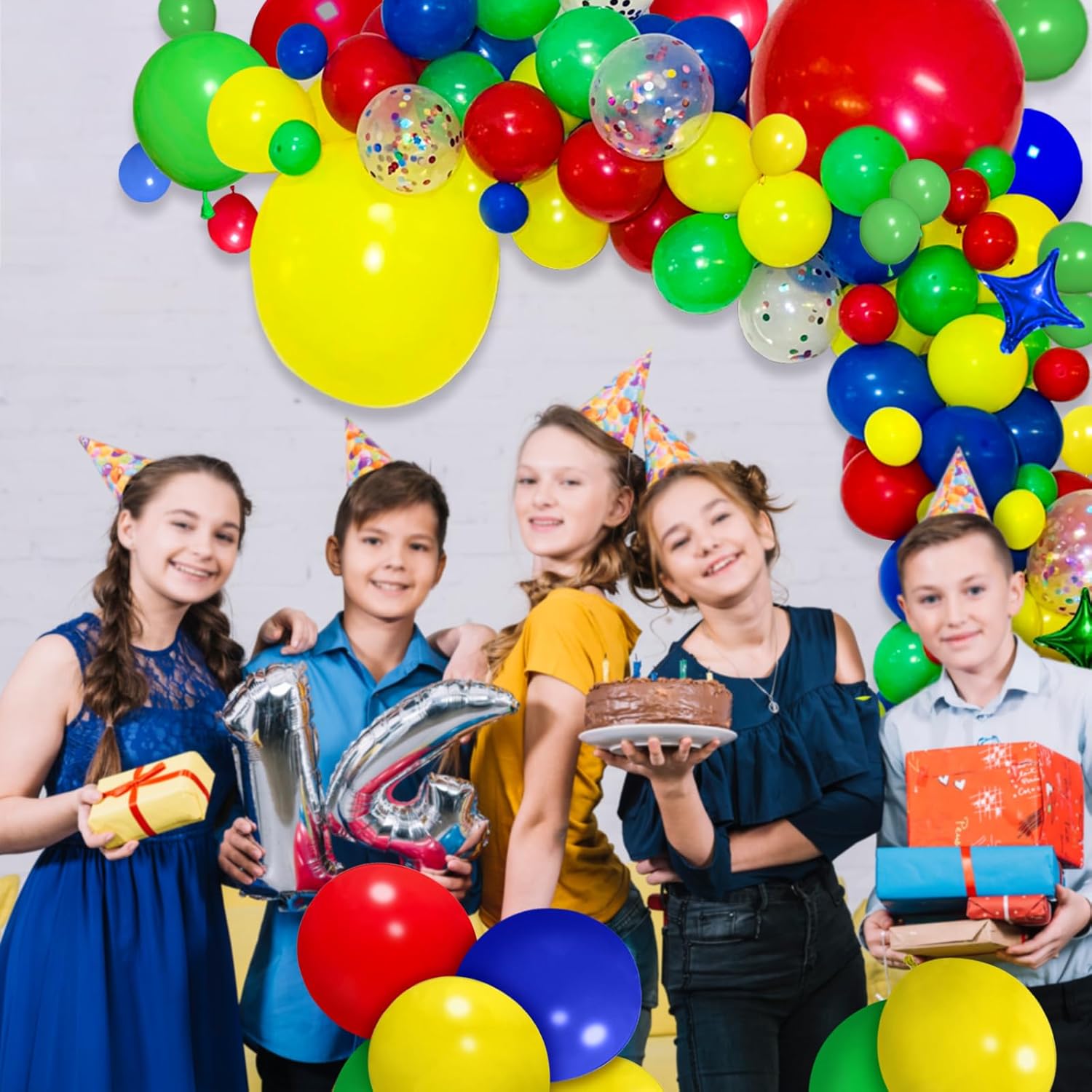 12 Inch Red Blue Green Yellow Balloons 100 Pack