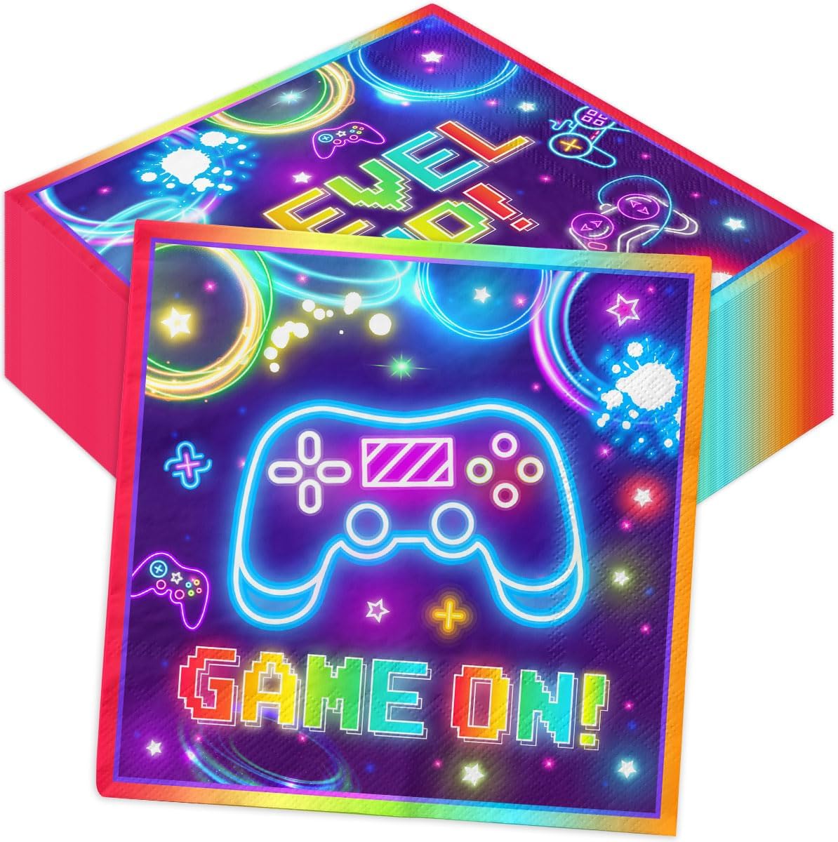 Gaming Party Napkins 40pcs Neon Game On Decorations