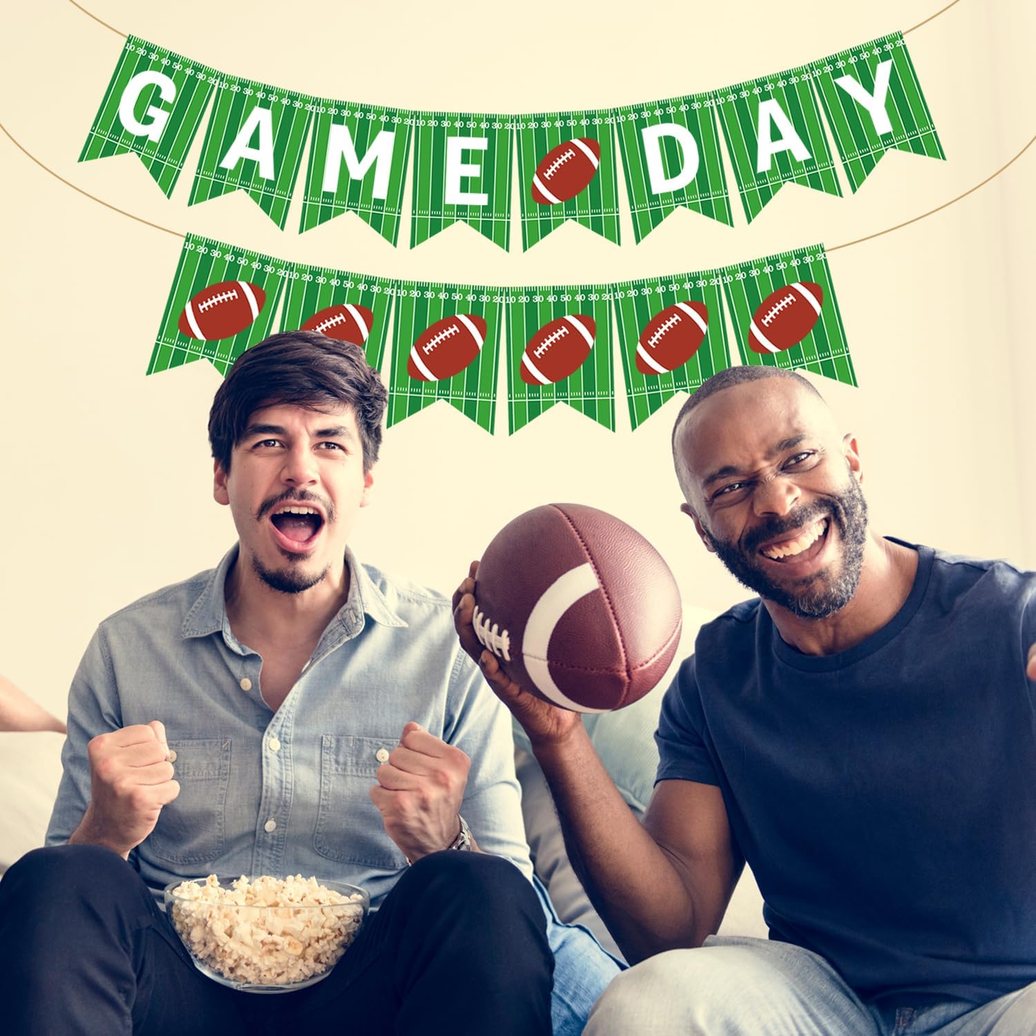 Doumeny 2Pcs Green Football Banner Garland Decor